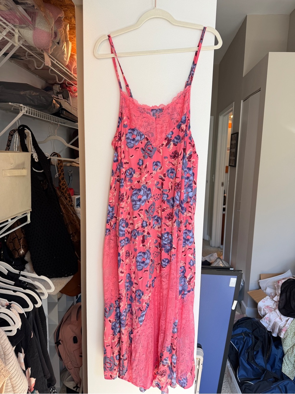 Free People X Intimately FP First Date Printed Maxi Slip in Sweet Pink